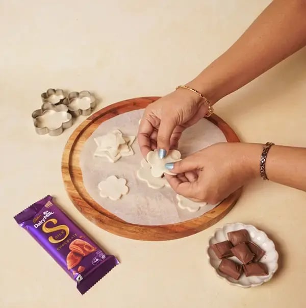 Chocolate Puff Pastry Rakhi With Cadbury Dairy Milk Silk For Raksha Bandhan - Cut out matching shapes