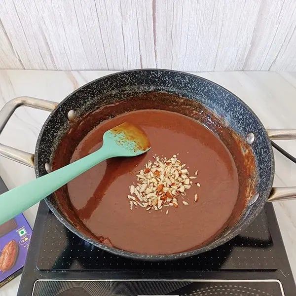 Chocolate Rabri with Roasted Almonds - Add the chopped Almonds