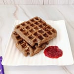 Chocolate Rice Pudding Waffles with Almond Crunch Topping