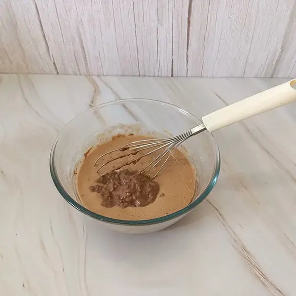 Chocolate Rice Pudding Waffles with Almond Crunch Topping - Add the rice pudding