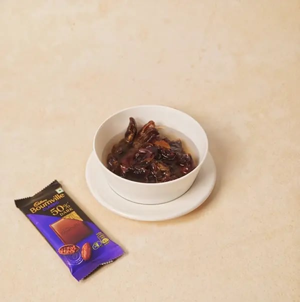 Chocolate Walnut Almond Fudge with Cadbury Bournville-Place the dates