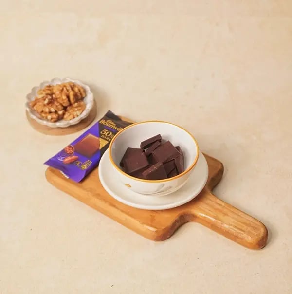 Chocolate Walnut Almond Fudge with Cadbury Bournville-Break the Bournville chocolate into pieces