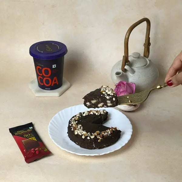 Cocoa Bournville Chocolate Nobake Biscuit Cake - Sliced Cake Ready