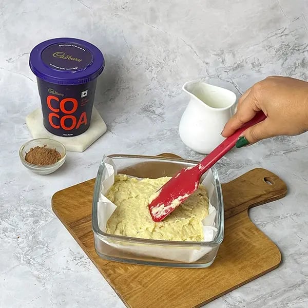 Cocoa Brownie Barfi-Grease a baking tray