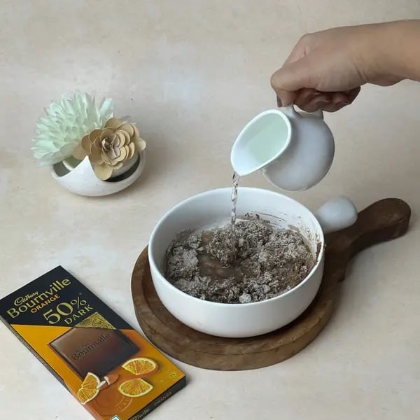 Cocoa Cake With Bournville Ganache - Pouring Boiling Water