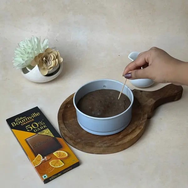Cocoa Cake With Bournville Ganache - Skewer In Cake