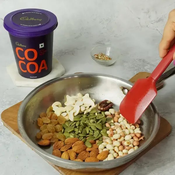 Cocoa Dry Fruit Laddoos - Dry roast the almonds