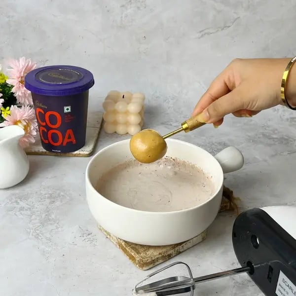 Cocoa Flavored Rasgulla Tiramisu - Piping Bag Mixture