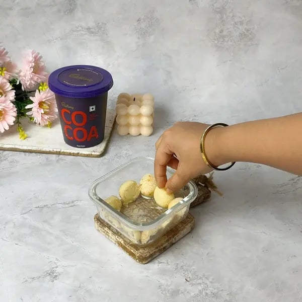 Cocoa Flavored Rasgulla Tiramisu - Layering Cream Cheese Mixture