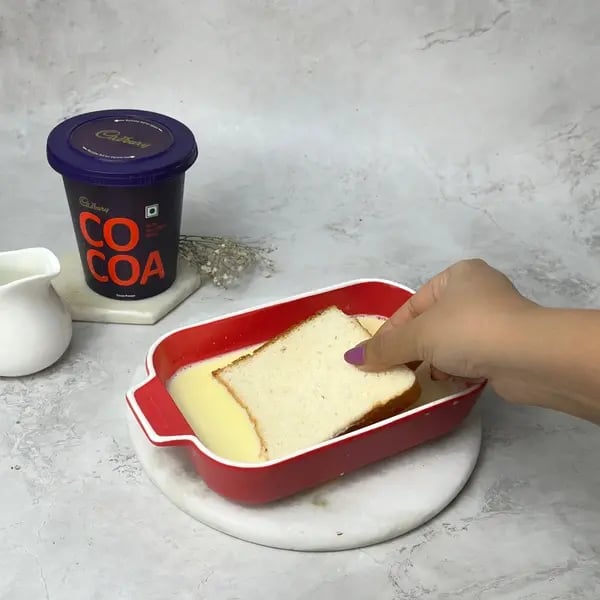 Cocoa French Toast - Soaking Bread Slices