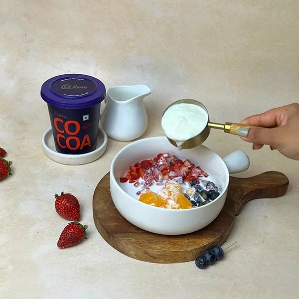 Cocoa Fruit Cream Salad-Next add chilled yogurt