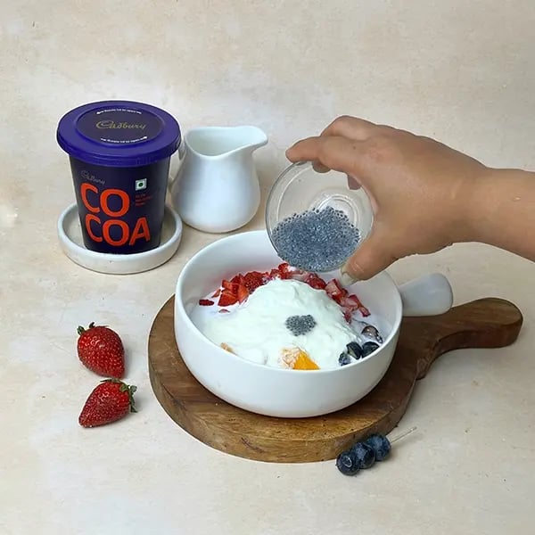 Cocoa Fruit Cream Salad-Add soaked chia seeds next