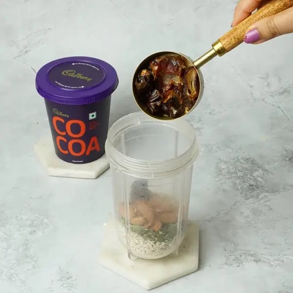 Cocoa Granola Bar Vegan Style-Add soaked dates &amp; mix all ingredients