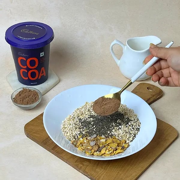 Cocoa Granola Overnight Oats- Next add Cadbury cocoa powder