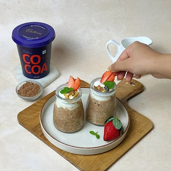 Cocoa Granola Overnight Oats- The next day top it with some granola