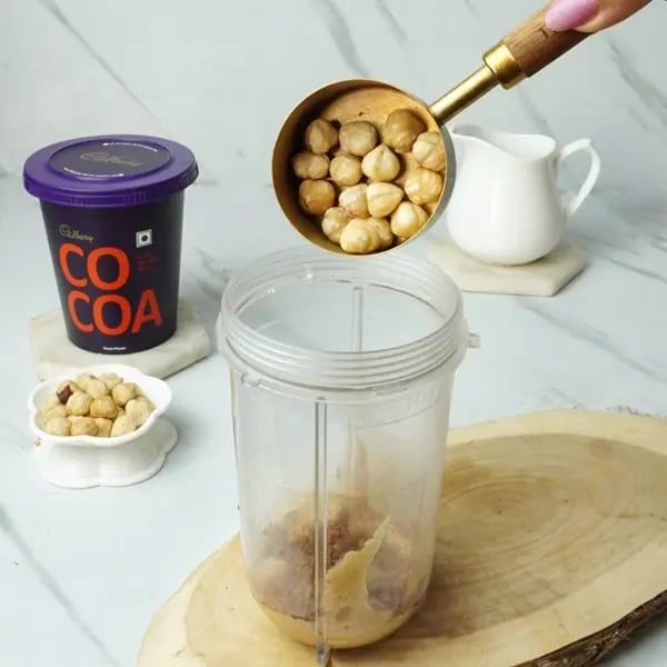 Cocoa Hazelnut Chilled Drink - Add the hazelnuts into the jar