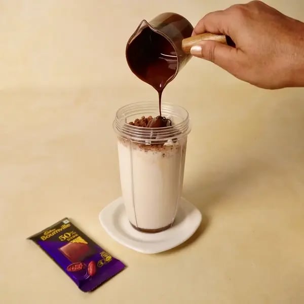 Cocoa Icecream Milkshake With Melted Bournville Chocolate - Adding Melted Chocolate