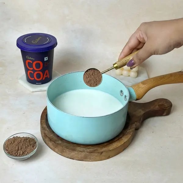 Cocoa Italian Hot Chocolate Mousse - Cocoa Powder Simmering Milk