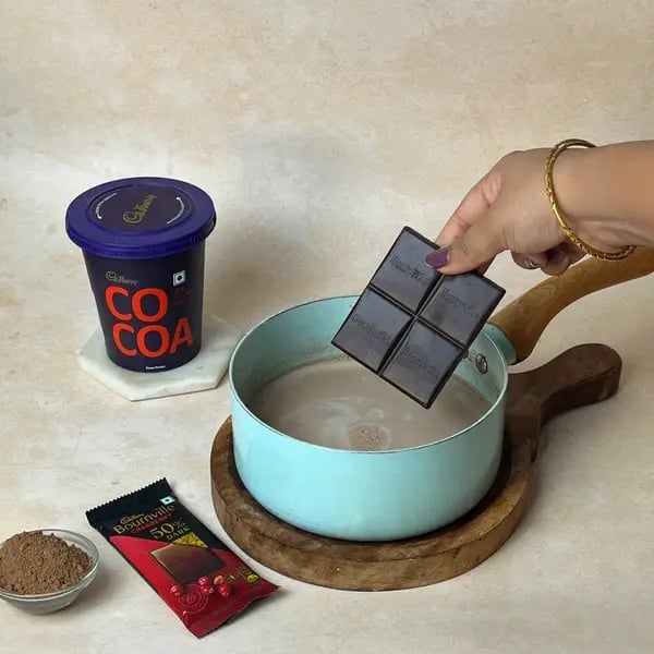 Cocoa Italian Hot Chocolate Mousse - Adding Chocolate To Milk