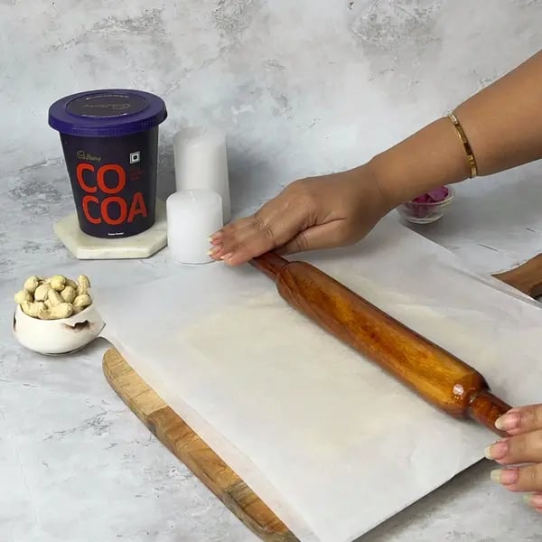 Cocoa Kaju Coconut Roll Sweet - Rolling