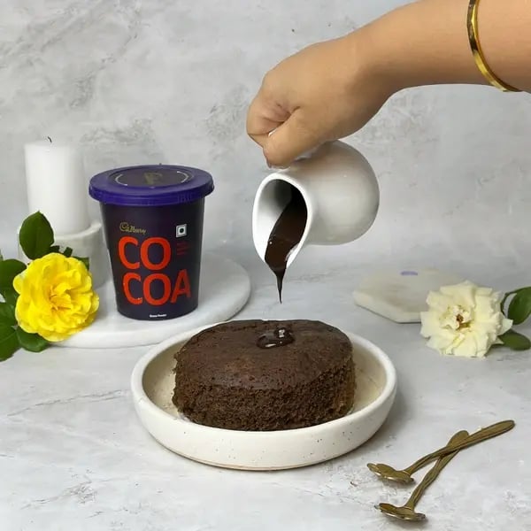 Cocoa Malt Cake - Spreading Melted Chocolate