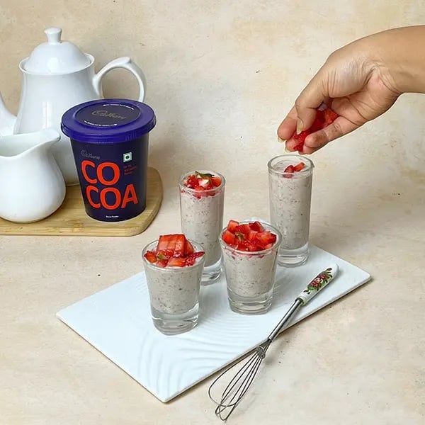 Cocoa Mini Yogurt Pudding Cup -Garnish with some chopped