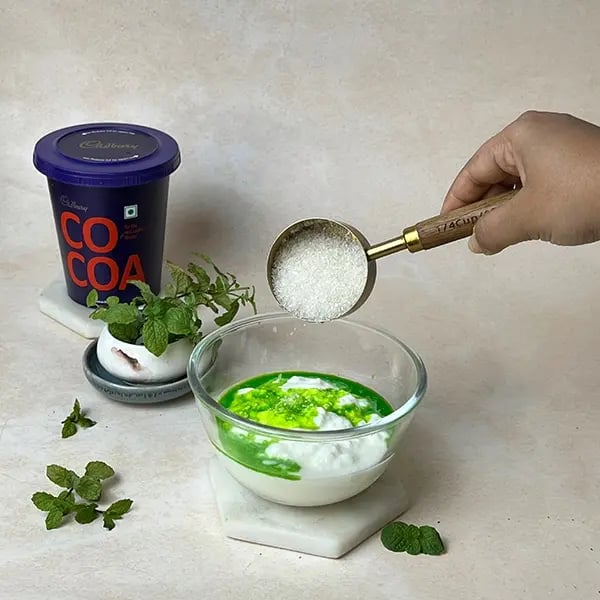 Cocoa Mint Yogurt Popsicles-For sweetness