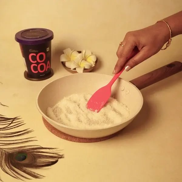Cocoa Mixed Dhania Panjiri Recipe - Toasting Coconut