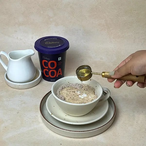 Cocoa Mugcake With Marshmallow -Add oil to adjust the consistency