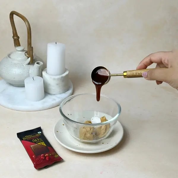 Cocoa Peanut Butter Protein Cookie - Mixing Peanut Butter Syrup