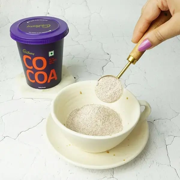 Cocoa Ragi Mug Cake - Adding the dry ingredients