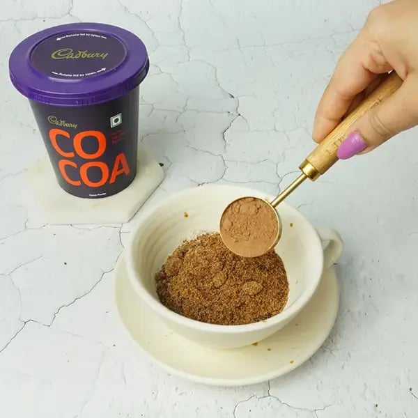 Cocoa Ragi Mug Cake - Add the Cadbury cocoa powder