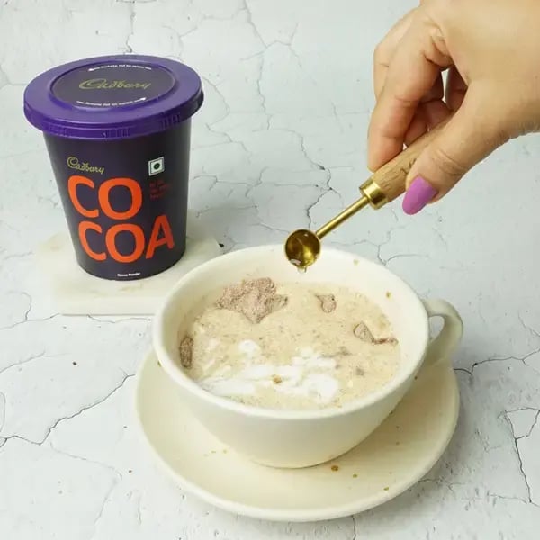 Cocoa Ragi Mug Cake - Add the oil directly