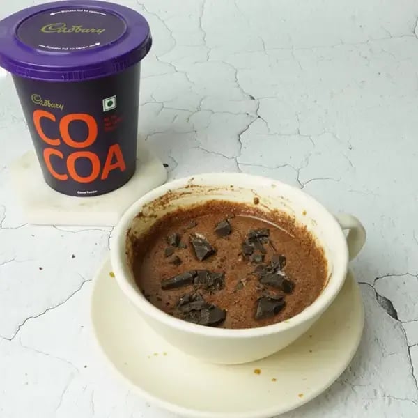 Cocoa Ragi Mug Cake - Fold in some chopped dark chocolate
