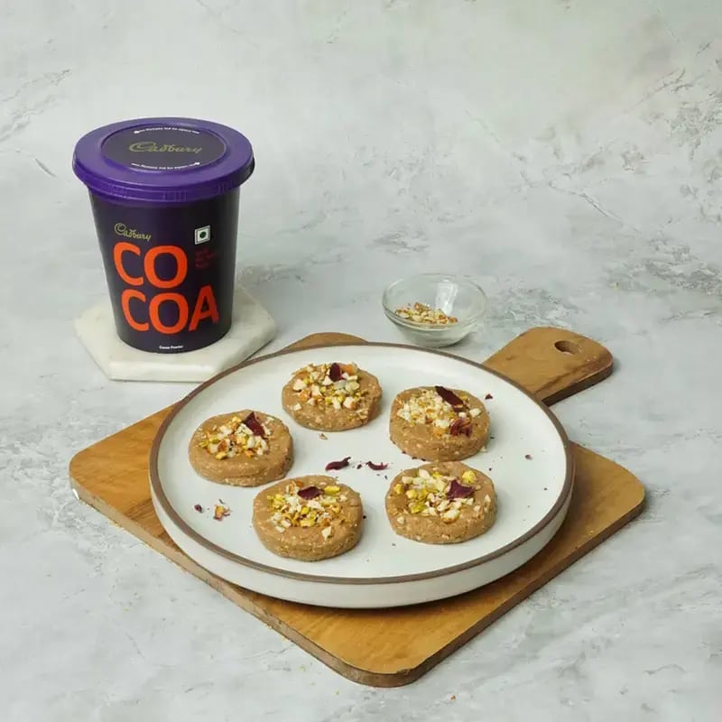 Cocoa Sandesh With Nuts Recipe