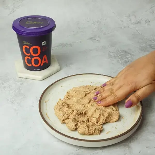 Cocoa Sandesh With Nuts - Knead the mixture again