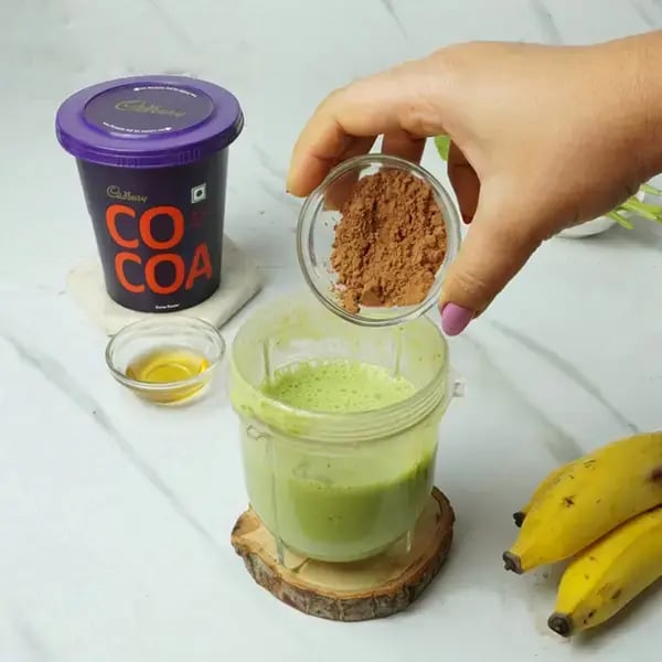 Cocoa Spinach Drink - Add the Cadbury cocoa powder
