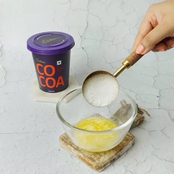 Cocoa Strawberry Cookies-Melt butter in a bowl