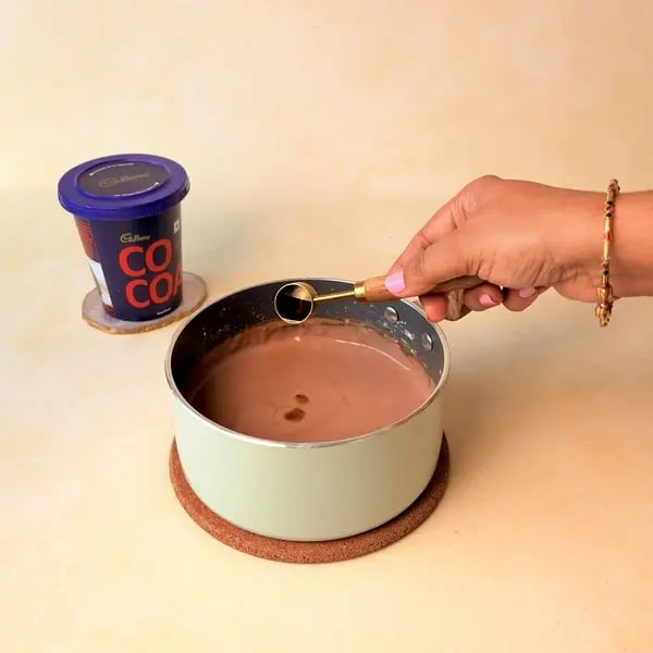 Cocoa Whipped Coffee Cloud Pudding - Stirring Pudding Mixture