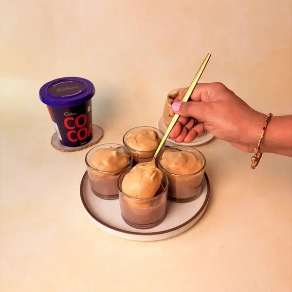 Cocoa Whipped Coffee Cloud Pudding - Mixing Coffee Ingredients