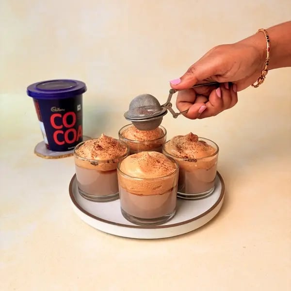 Cocoa Whipped Coffee Cloud Pudding - Whisking Coffee Mixture