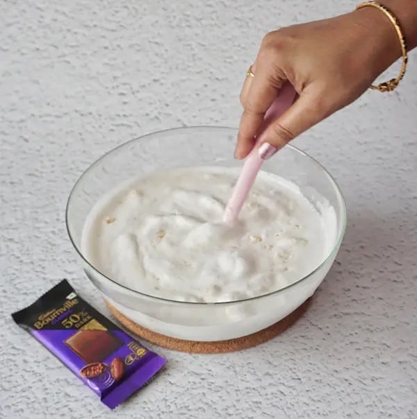 Coconut Ice Cream with Bournville Crunch - Mix everything