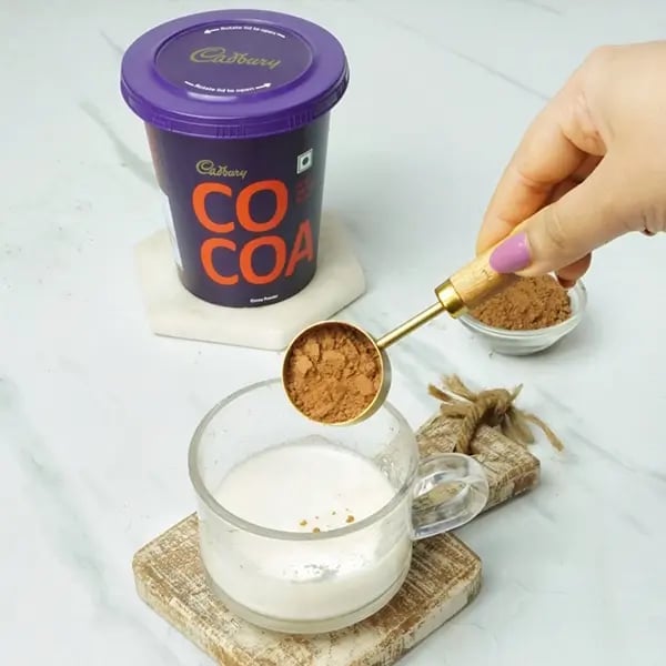 Cold Cocoa Dates Milkshake - Take ¼ cup of milk in a cup