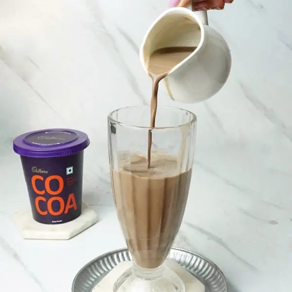 Creamy Cocoa Custard Milkshake - Pour it into a glass