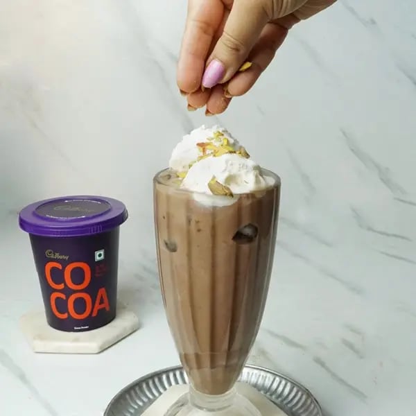 Creamy Cocoa Custard Milkshake - Vanilla ice cream and chopped pistachios