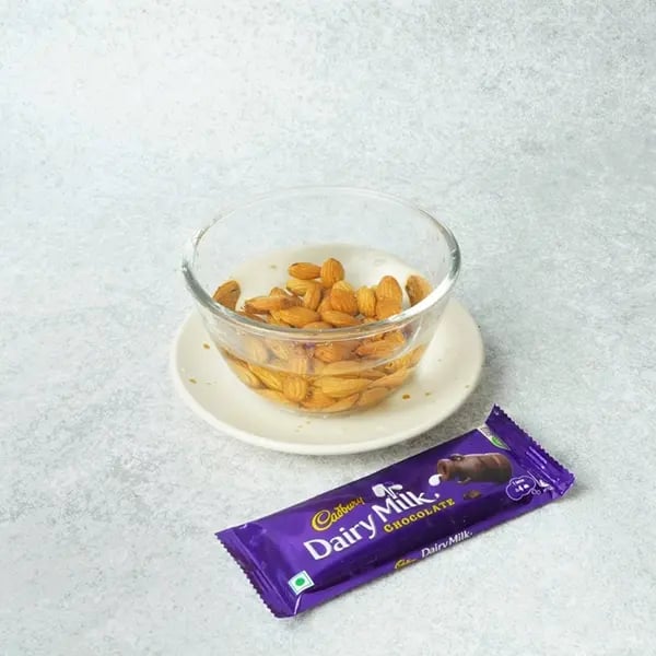 Dairy Milk Almond Peda-Take a small bowl and soak the almonds