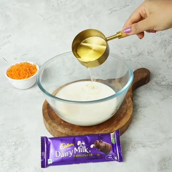 Dairy Milk Carrot Cake-Take a mixing bowl