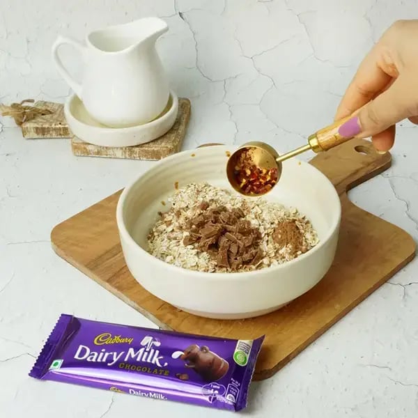 Dairy Milk Chilli Oats Cookies - Add chilli flakes