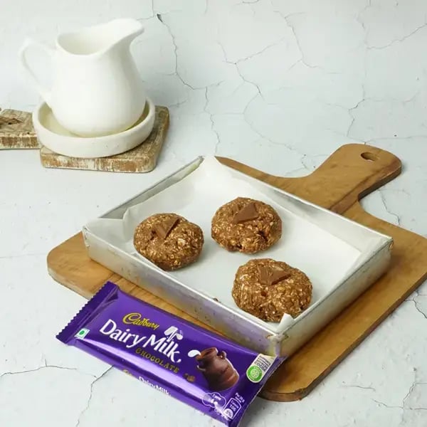 Dairy Milk Chilli Oats Cookies - Make small balls