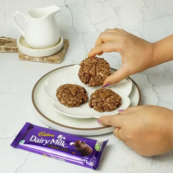 Dairy Milk Chilli Oats Cookies - Let it cool and enjoy